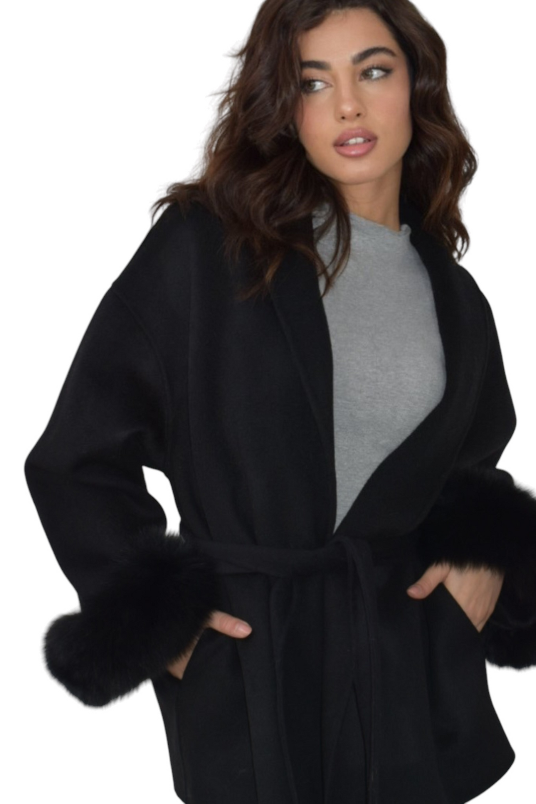 Manteau Gabrielle Élégance Noire