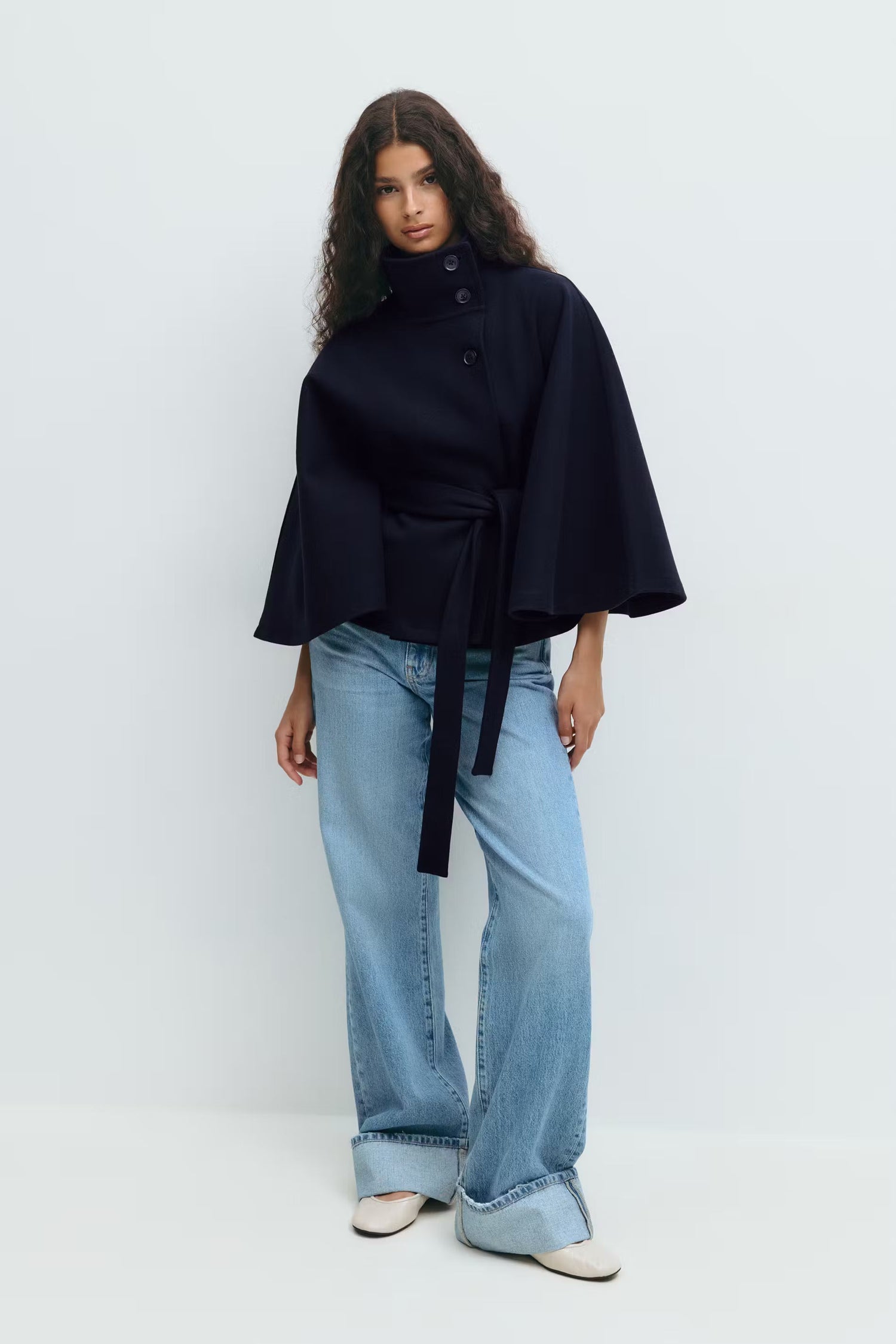 LIGNE PURE - MANTEAU CEINTURÉ À COL HAUT